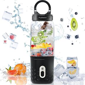 Portable blender, PopBabies Blender for Shakes and Smoothies with 3 Batteries 7500mah USB Rechargeable, Bullet Proof Coffee Blender, Hot and Cold Dual Personal Blender Powerful and Durable 2nd Gen