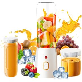 Personal Size Blender for Shakes and Smoothies,15.6 oz Portable Blender with 10 Blades,Rechargeable Mixers Fresh Fruit Juicers,Multifunctional Blender with 2 cups,For Travel,Sports,Outing