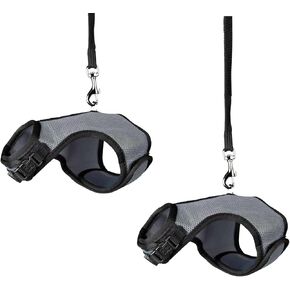 Guinea Pig Harness and Leash,Ferret Harness with Leash Soft Mesh Pet Harness for Small Bunny Guinea Pig, Hamster, Rats and Similar Small Animals Walking (Gray 2 Pieces)