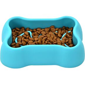 Slow Feeder Dog Bowl,Slow Down Feed Cat Feeding Bowl,Pet Fun Puzzle Feeder,Non Skid Bloat Stop Feeding Bowl for Dogs/Cats/Pets (Blue)