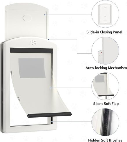 Dog Door for Door,Door for Large Dogs and Pets, Strong Plastic Doggy Door and Large Dog Door with Sliding Lock Panel and Magnetic Soft Flap(White, Large) in Saudi Arabia