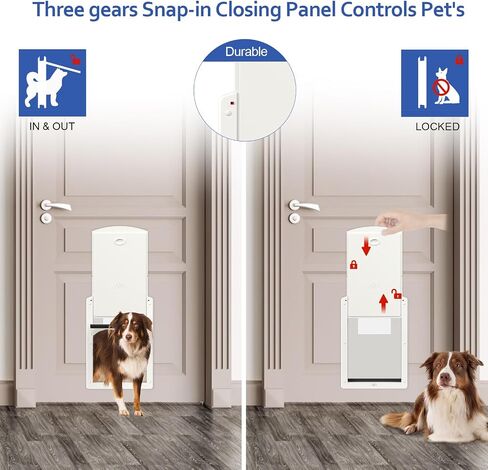 Dog Door for Door,Door for Large Dogs and Pets, Strong Plastic Doggy Door and Large Dog Door with Sliding Lock Panel and Magnetic Soft Flap(White, Large) in Saudi Arabia
