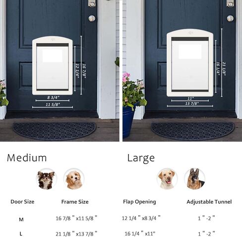 Dog Door for Door,Door for Large Dogs and Pets, Strong Plastic Doggy Door and Large Dog Door with Sliding Lock Panel and Magnetic Soft Flap(White, Large) in Saudi Arabia