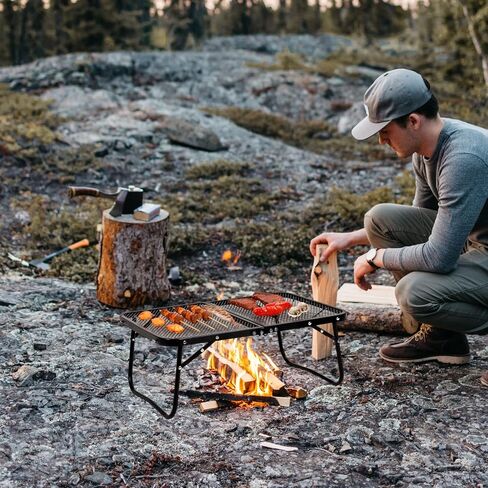 Camping Grills, Stable Portable Over Camping Grill for Outdoor Open Flame Cooking Portable,Camping Barbecue Grills for 4 to 6 People, Camping Picnic Barbecue Patio Party Outdoor Use(Guys Love) in Saudi Arabia