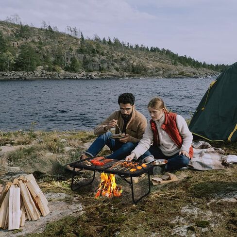 Camping Grills, Stable Portable Over Camping Grill for Outdoor Open Flame Cooking Portable,Camping Barbecue Grills for 4 to 6 People, Camping Picnic Barbecue Patio Party Outdoor Use(Guys Love) in Saudi Arabia