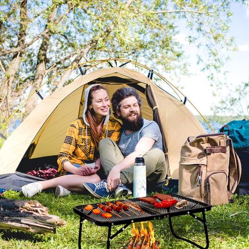 Camping Grills, Stable Portable Over Camping Grill for Outdoor Open Flame Cooking Portable,Camping Barbecue Grills for 4 to 6 People, Camping Picnic Barbecue Patio Party Outdoor Use(Guys Love) in Saudi Arabia
