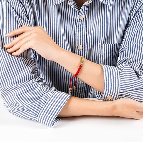 أساور عقدة مصنوعة يدويًا من التبت - سوار حماية من الحبال البوذية - سوار الصداقة والأزواج، سوار سلسلة أحمر للرجال والنساء (متوسط، مزيج أحمر داكن متعدد الألوان) in Saudi Arabia