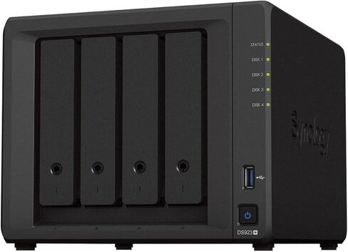 Synology DiskStation DS923+ 4-Bay NAS Enclosure Server | AMD Ryzen R1600 ثنائي النواة يصل إلى 3.1 جيجا هرتز | ذاكرة وصول عشوائي DDR4 سعة 8 جيجابايت | لا يوجد محرك أقراص ثابت مثبت | 256 جيجا بايت M.2 NVMe SSD in Kuwait