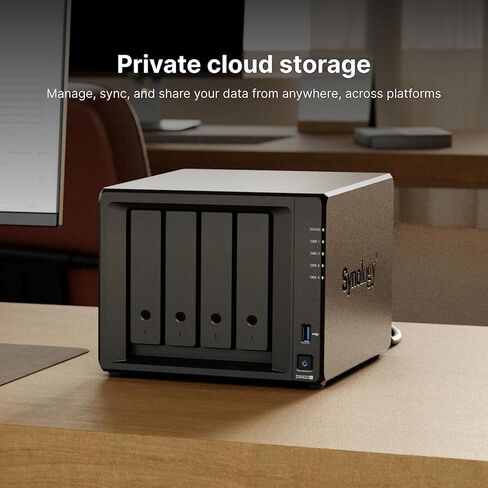Synology DiskStation DS923+ 4-Bay NAS Enclosure Server | AMD Ryzen R1600 ثنائي النواة يصل إلى 3.1 جيجا هرتز | ذاكرة وصول عشوائي DDR4 سعة 8 جيجابايت | لا يوجد محرك أقراص ثابت مثبت | 256 جيجا بايت M.2 NVMe SSD in Kuwait