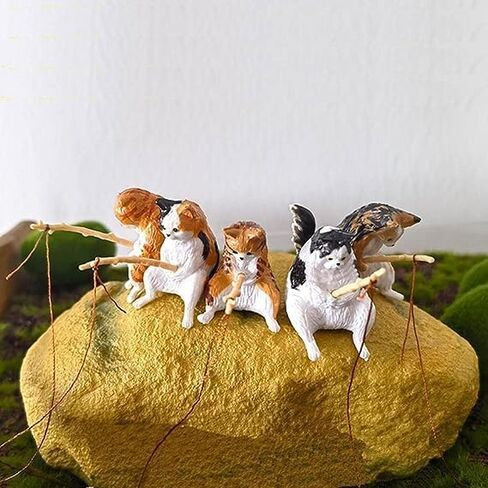 Resin Kawaii Cat Ornaments, Aquarium Ornament, Miniature Animal Model Creative Decoration, Lifelike Shape DIY Aquarium Cat Fishing Ornament, Aquarium Décor Thematic Ornaments in Saudi Arabia