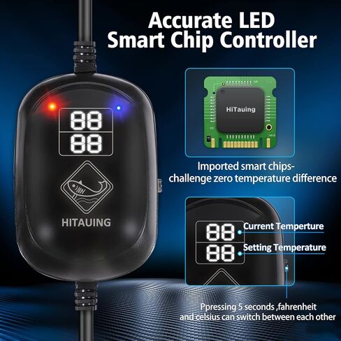 HiTauing Submersible Aquarium Heater,300W/500W Fish Tank Heater with Over-Temperature Protection and Anti-Dry Burn for Marine Saltwater and Freshwater in Kuwait