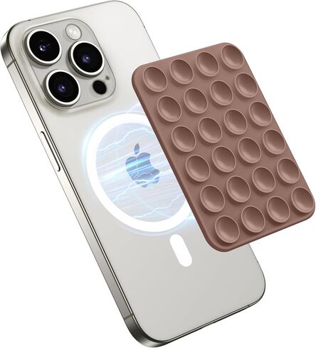 GONEZ Magnetic Suction Cup Phone Mount, Hands-Free Silicone Phone Grip Holder Compatible with iPhone MagSafe Phone Case, Mirror Shower Phone Stand for iPhone and Android,Selfies and Videos,Black in Saudi Arabia