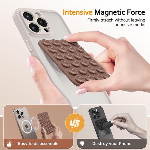 GONEZ Magnetic Suction Cup Phone Mount, Hands-Free Silicone Phone Grip Holder Compatible with iPhone MagSafe Phone Case, Mirror Shower Phone Stand for iPhone and Android,Selfies and Videos,Black in Saudi Arabia