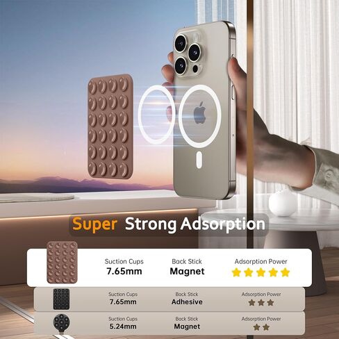 GONEZ Magnetic Suction Cup Phone Mount, Hands-Free Silicone Phone Grip Holder Compatible with iPhone MagSafe Phone Case, Mirror Shower Phone Stand for iPhone and Android,Selfies and Videos,Black in Saudi Arabia