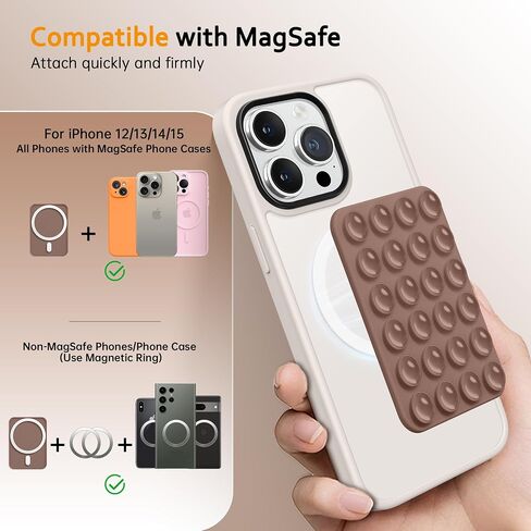 GONEZ Magnetic Suction Cup Phone Mount, Hands-Free Silicone Phone Grip Holder Compatible with iPhone MagSafe Phone Case, Mirror Shower Phone Stand for iPhone and Android,Selfies and Videos,Black in Saudi Arabia