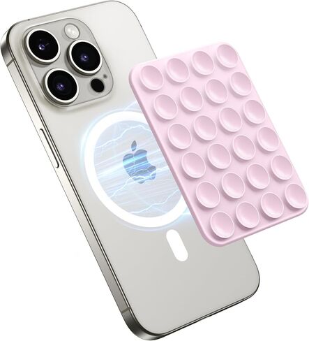 GONEZ Magnetic Suction Cup Phone Mount, Hands-Free Silicone Phone Grip Holder Compatible with iPhone MagSafe Phone Case, Mirror Shower Phone Stand for iPhone and Android,Selfies and Videos,Black in Saudi Arabia