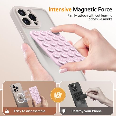 GONEZ Magnetic Suction Cup Phone Mount, Hands-Free Silicone Phone Grip Holder Compatible with iPhone MagSafe Phone Case, Mirror Shower Phone Stand for iPhone and Android,Selfies and Videos,Black in Saudi Arabia
