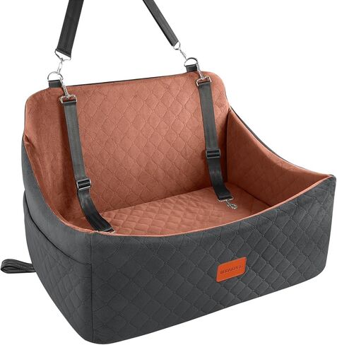 Wooaidagg Dog Car Seat for Medium & Large Dogs Up to 55lbs, Memory Foam Cushion, Washable Cover, Safety Straps & Non-Slip Bottom(Black,Large) in Saudi Arabia