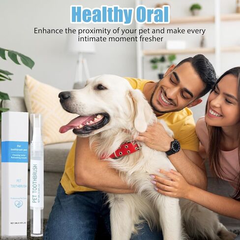 قلم فرشاة أسنان للحيوانات الأليفة، قلم تنظيف أسنان الكلاب، تبييض وتنظيف أسنان القطط/الكلاب، مواد نباتية طبيعية - مجموعة إصلاح أسنان الحيوانات الأليفة، أداة إزالة الجير والنباتات الطبيعية للكلاب والقطط (3 قطع) in Kuwait