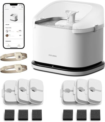 PETLIBRO RFID Smart App Monitoring Cat Water Fountain, 101oz/3L Large Dockstream Pet Fountain for Multi-Pets with Mini Collar Tag, 2.4G Wi-Fi Automatic Cat Water Dispenser, Upgraded Wireless Pump in Saudi Arabia