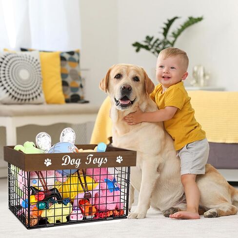 Large Metal Dog Toy Basket - Chew-Proof Dog Toy Box, Storage Bin for Pet Toys Storage And Organization in Saudi Arabia