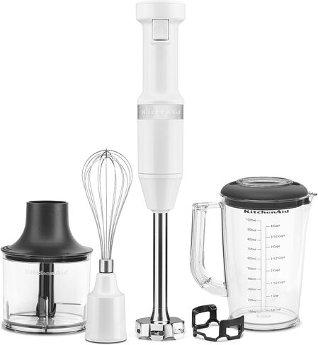 KitchenAid Variable Speed Corded Hand Blender with Accessories, White, KHBV83WH in Saudi Arabia