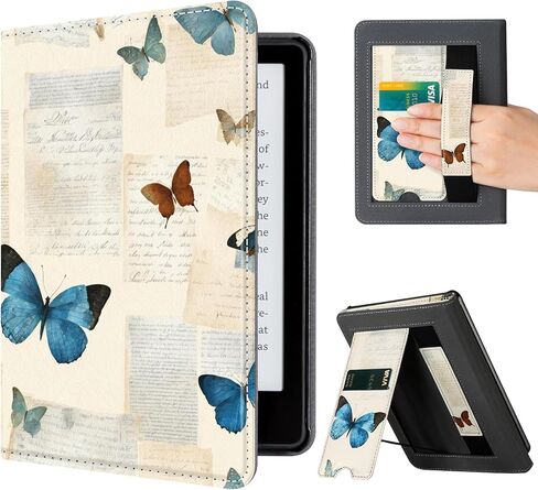 حافظة CoBak مع حامل لجهاز Kindle Paperwhite - غطاء متين من جلد البولي يوريثان مع خاصية التنبيه التلقائي للنوم، وفتحة للبطاقة، وميزة حزام اليد - يناسب جهاز Kindle Paperwhite من الجيل الحادي عشر مقاس 6.8 بوصات إصدار التوقيع 2021 in Saudi Arabia