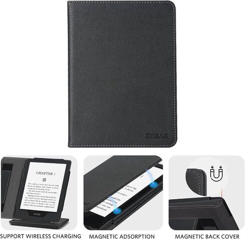 CoBak Case with Stand for Kindle Paperwhite - Durable PU Leather Cover with Auto Sleep Wake, Card Slot, Hand Strap Feature - Fits Kindle Paperwhite 11th Generation 6.8" Signature Edition 2021 Released in Saudi Arabia
