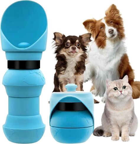 19 OZ,Portable Dog Water Bottle, Dog Travel Water Bottle,No Spill Leak Proof,Light Weight,Food Grade Silicone,Dog Outdoor Accessories for Walking, Hiking, Travel (Light Blue) in Saudi Arabia