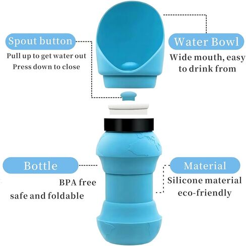 19 OZ,Portable Dog Water Bottle, Dog Travel Water Bottle,No Spill Leak Proof,Light Weight,Food Grade Silicone,Dog Outdoor Accessories for Walking, Hiking, Travel (Light Blue) in Saudi Arabia