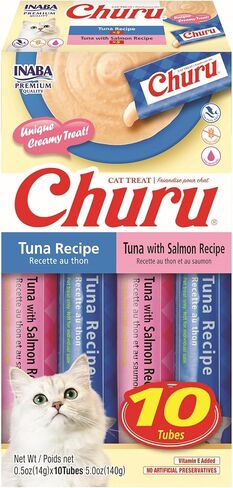 INABA Churu Cat Treats, Lickable Purée Treat/Topper with Vitamin E, 5 Chicken Recipe, 5 Chicken with Cheese Recipe in Saudi Arabia