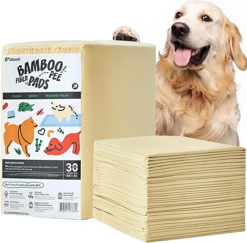 وسادات Ubasti Bamboo Puppy Pads كبيرة جدًا مقاس 91.44 سم × 91.44 سم، عدد 30، وسادات تبول للاستعمال مرة واحدة للكلاب فائقة الامتصاص ومقاومة للتسرب، وسادات نونية سميكة XXXL مكونة من 6 طبقات مع شريط لاصق، سريعة الجفاف in Saudi Arabia