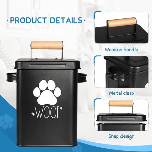 حاوية مكافآت الكلاب، مجموعة من جرة مكافآت الكلاب مكونة من قطعتين مع أغطية معدنية، حامل مكافآت الكلاب لطاولة المطبخ، حاوية مكافآت الحيوانات الأليفة، حاوية تخزين طعام الكلاب - ملعقة معدنية معلقة in Kuwait