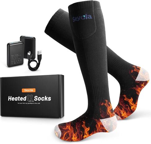 Heated Socks for Men Women, 5000mAH Rechargeable Electric Socks Washable, 4 Levels Winter Cold Weather Warm Sock for Outdoors Hunting Fishing Camping Hiking Skiing Foot Warmers (Black) in Saudi Arabia