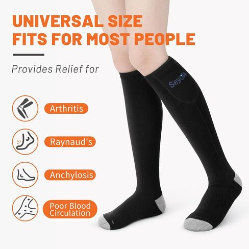 Heated Socks for Men Women, 5000mAH Rechargeable Electric Socks Washable, 4 Levels Winter Cold Weather Warm Sock for Outdoors Hunting Fishing Camping Hiking Skiing Foot Warmers (Black) in Saudi Arabia