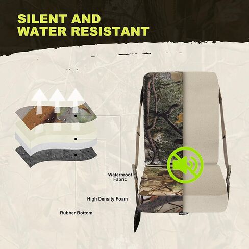 وسادة مقعد صيد ساخنة من MDSTOP مع مسند ظهر، مقعد صيد قابل للتعديل لحامل الشجرة وحامل السلم، وسادات مقعد محمولة للصيد، صيد الأسماك على الجليد، المشي لمسافات طويلة، التخييم (البطارية غير متضمنة) (تمويه) in Kuwait