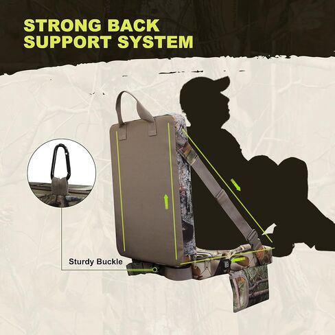 وسادة مقعد صيد ساخنة من MDSTOP مع مسند ظهر، مقعد صيد قابل للتعديل لحامل الشجرة وحامل السلم، وسادات مقعد محمولة للصيد، صيد الأسماك على الجليد، المشي لمسافات طويلة، التخييم (البطارية غير متضمنة) (تمويه) in Kuwait