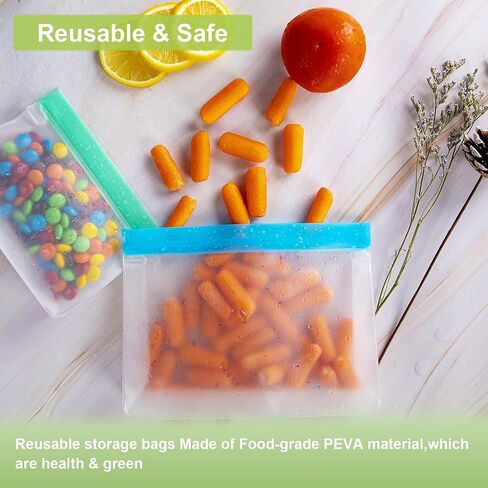 IDEATECH Dishwasher Safe Food Storage Bags Stand Up 18Pack, Reusable Gallon Freezer Bags, Leakproof Ziplock Bags Various Size, Reusable Silicone Bags for Meals,Lunch,Home Organization Travel(18Pack) in Saudi Arabia