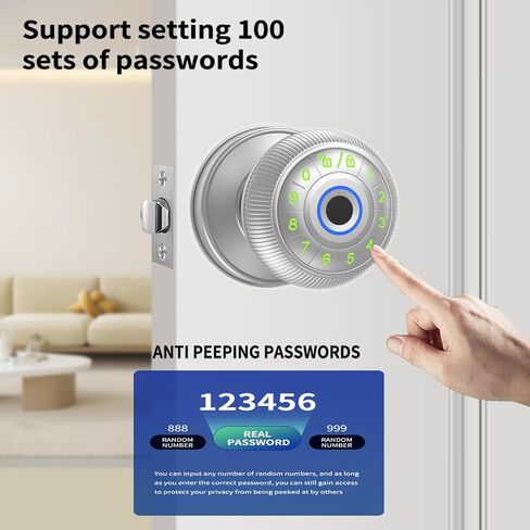Fingerprint Door Lock,Smart Door Knob,biometric lock, keypad entry,keyless handle.Ideal for bedroom,home,hotel,office,apartment.Enhances security & convenience. (Black) in Saudi Arabia