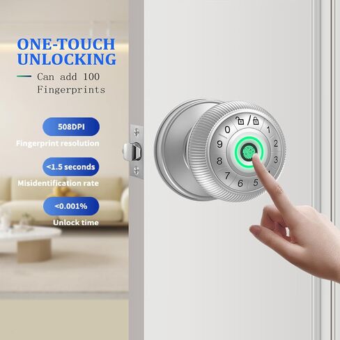 Fingerprint Door Lock,Smart Door Knob,biometric lock, keypad entry,keyless handle.Ideal for bedroom,home,hotel,office,apartment.Enhances security & convenience. (Black) in Saudi Arabia