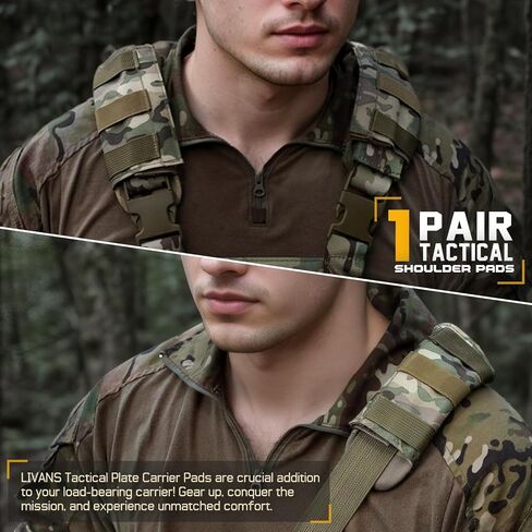 LIVANS Tactical Plate Carrier Shoulder Pads, 2 Pack Shoulder Strap Pad Backpack Strap Cushion Pads Vest Shoulder Pads Bag Strap Pad Backpack Accessories Fit Up to 3.1" Strap in Saudi Arabia