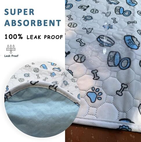 Washable Pee Pads for Dogs, 2 Pack Reusable Puppy Pads, Absorbent Whelping Pads with Bone Print, Non-Slip Waterproof Pet Training Pads for Couch, Crate, Potty Training - 18x24in in Saudi Arabia