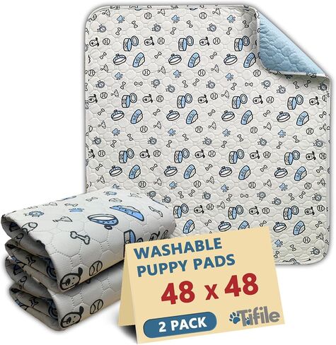 Washable Pee Pads for Dogs, 2 Pack Reusable Puppy Pads, Absorbent Whelping Pads with Bone Print, Non-Slip Waterproof Pet Training Pads for Couch, Crate, Potty Training - 18x24in in Saudi Arabia