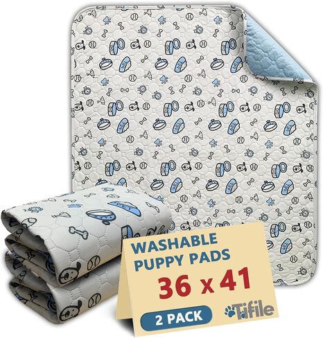 Washable Pee Pads for Dogs, 2 Pack Reusable Puppy Pads, Absorbent Whelping Pads with Bone Print, Non-Slip Waterproof Pet Training Pads for Couch, Crate, Potty Training - 18x24in in Saudi Arabia