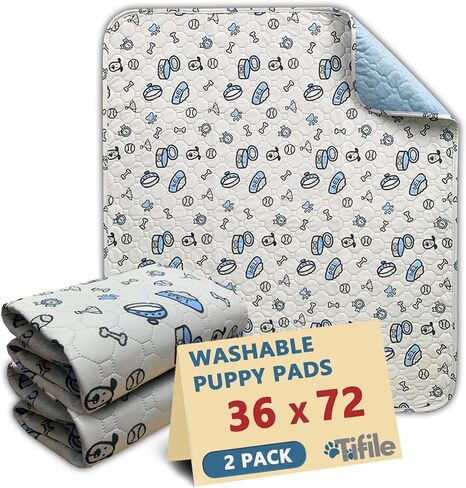 Washable Pee Pads for Dogs, 2 Pack Reusable Puppy Pads, Absorbent Whelping Pads with Bone Print, Non-Slip Waterproof Pet Training Pads for Couch, Crate, Potty Training - 18x24in in Saudi Arabia