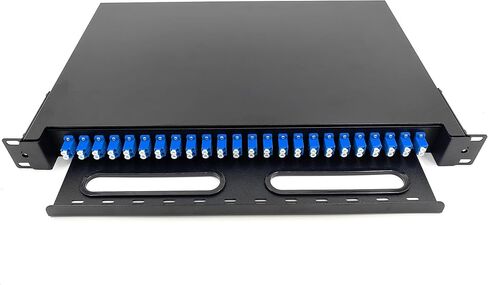 LC-SM 24 Duplex 48 Port Rack Mount Enclosure Box with Splice Trays (Drawer Type Design, Includes 1.2 Meter Pigtail and 24pcs Coupler) Fits for 19" Racks Cabinet in Saudi Arabia