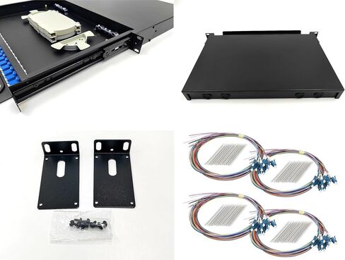 LC-SM 24 Duplex 48 Port Rack Mount Enclosure Box with Splice Trays (Drawer Type Design, Includes 1.2 Meter Pigtail and 24pcs Coupler) Fits for 19" Racks Cabinet in Saudi Arabia