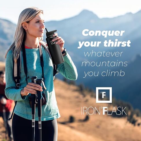 IRON °FLASK Sports Water Bottle - Wide Mouth with 3 Spout Lids - Stainless Steel Sports Water Bottles for Gym and Outdoor - for Men, Women & Kids - Double Wall - Double Walled in Saudi Arabia