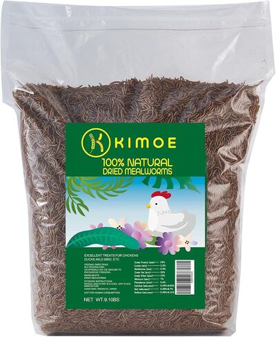 Kimoe 9.10LB 100% ديدان الوجبة المجففة الطبيعية غير المعدلة وراثيًا - نسبة عالية من البروتين للطيور والدجاج والبط in Kuwait