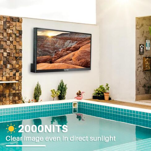 SYLVOX QLED Outdoor TV, 43-inch QLED 4K Weatherproof Television with Google Play and Google Cast Built-in,HDR 10, Dolby Atmos, Voice Remote, 1000nits for Partial Sun Area in Saudi Arabia